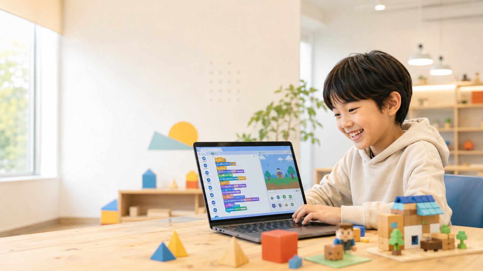 Scratchとマインクラフトを使って学ぶ子ども